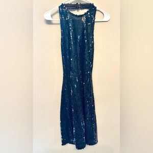 Y2K Night Moves Black Strapless Sequin Dress Size M/L